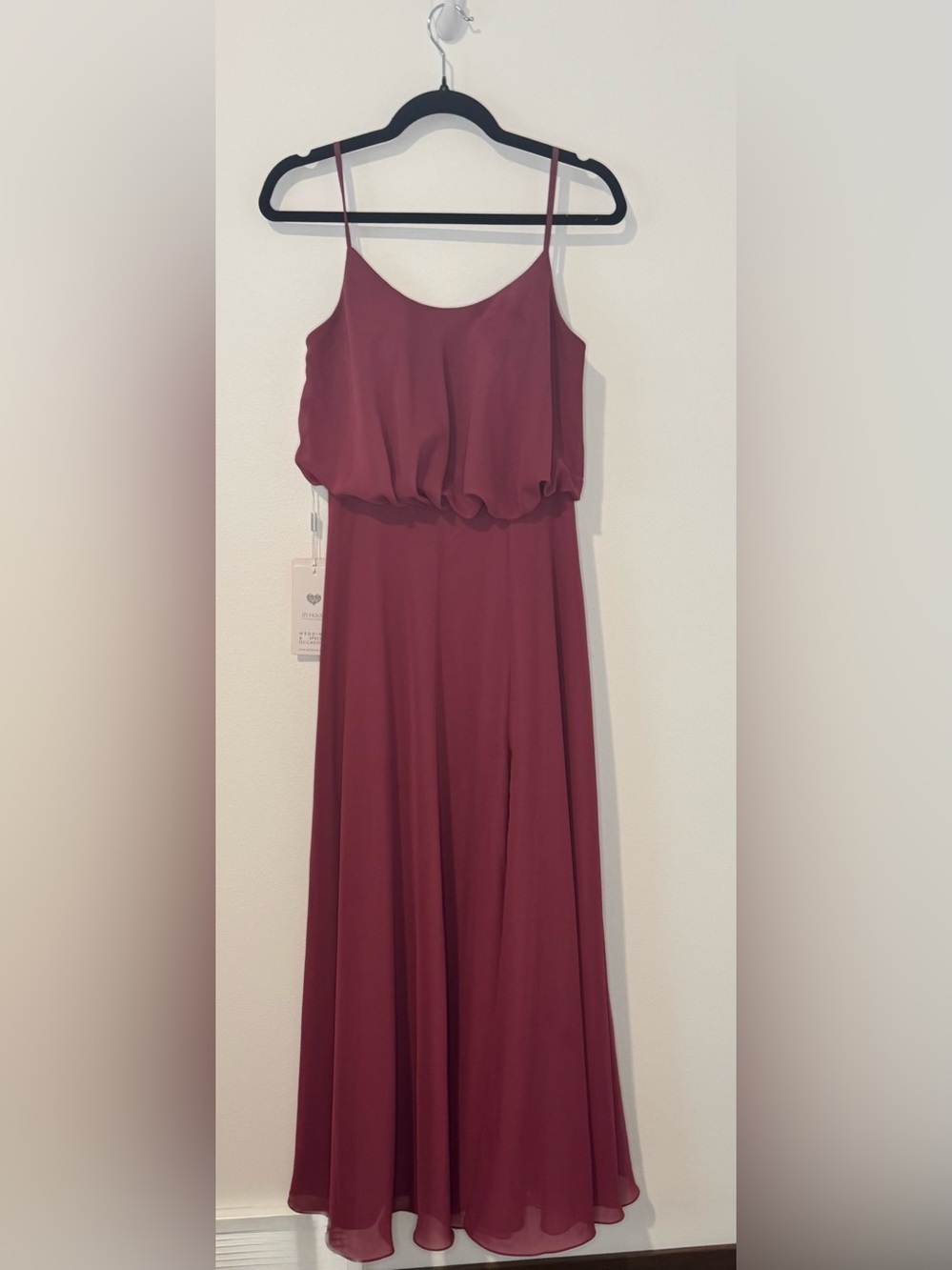 JJ’s House Mulberry Chiffon Bridesmaid Dress NWT Sz 4 US Spaghetti Strap Formal